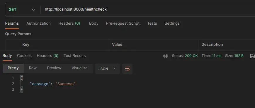 Health check test in postman